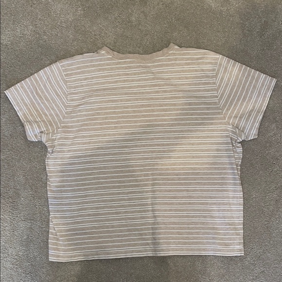 Cream Short Sleeve Tee with Relaxed Fit and Striped Pattern - Picture 3 of 4